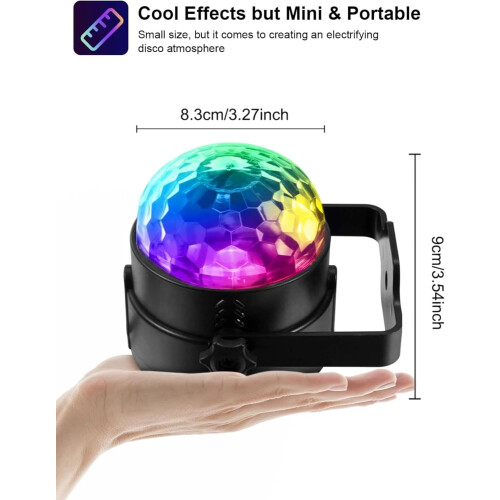 LED Disco Ball Party Light SoundActivated 7 Lighting Modes Remote Control 8.3 cm Diameter 1