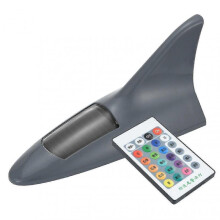 (Grey) Solar Shark Fins Antenna Light with Remote Control Super Bright Adhesive Universal SUV Van Auto 13 LED Warning Roof Lamp_xi