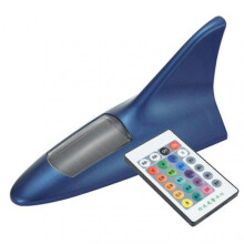 (Blue) Solar Shark Fins Antenna Light with Remote Control Super Bright Adhesive Universal SUV Van Auto 13 LED Warning Roof Lamp_xi