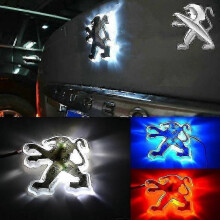 (9.8cmby9.5cm) 1pc 2d Led Car Tail Logo Light Badge Emblem Backlight For Peugeot 206 207 307 308 406 408 508 G-Good