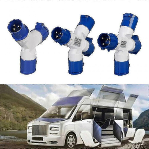 (B) 16a Camping Caravans Single To 2/3 Way Electrical Hook Up Splitter Adapter 1