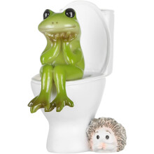 Statue de grenouille en forme de porte-crayons, figurine artisanale en résine aux détails travaillés à la main, idéale pour décorer un jardin