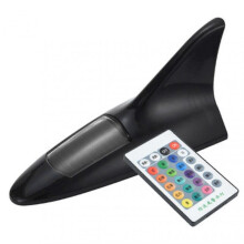 (Black) Solar Shark Fins Antenna Light with Remote Control Super Bright Adhesive Universal SUV Van Auto 13 LED Warning Roof Lamp_xi
