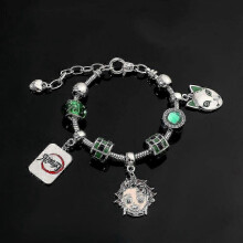Demon Slayer Anime Bracelet Charms Kamado Tanjirou Cosplay Jewelry Accessories for Women Hand Chain DIY Kimetsu No Yaiba
