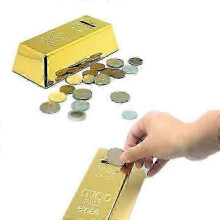 Novelty Gold Bar Shaped Money Box Luxury Style Bank Saving Pot (Golden)