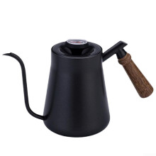 Coffee Brewing Kettle Ergonomic Wooden Grip Black for Stability and Comfort