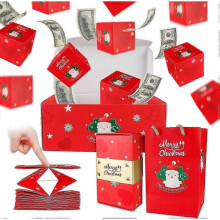 Surprise Gift Box Explosion, Christmas Folding Bouncing Surprise Gift Box for Money, Christmas Surprise Gift Box with Confetti for Birthday Anniversar