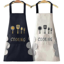 2 Pcs Waterproof Kitchen Apron Adjustable Cooking Apron with Wiped Hands Function Bbq Apron with 2 Pocket for Home Kitchen Restaurant Garden Couple Ap