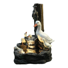 Estatua de jardín con fuente de agua alimentada por energía solar, fuente de agua con forma de animal, material de resina, encanto rústico,