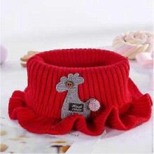 (red) Children's scarf knitted warm neck cover boys and girls scarf lace protective neck scarf