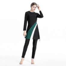 (L, green) Hijab Swimsuit Burkini Long Sleeve Muslimah Bathing Suit