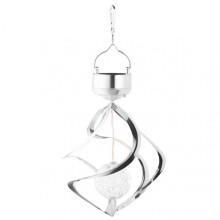 (Silver) Solar Light Spiral Spinner Light Waterproof Rotating Hanging Wind Light For Garden Yard Patio