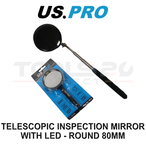 us pro US PRO Tools Telescopic Inspection Mirror with LED 80mm Round 6915