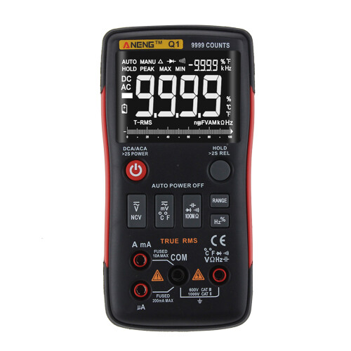 ANENG 9999 Counts True RMS Digital Multimeter, 145x73x30mm, Orange/Red