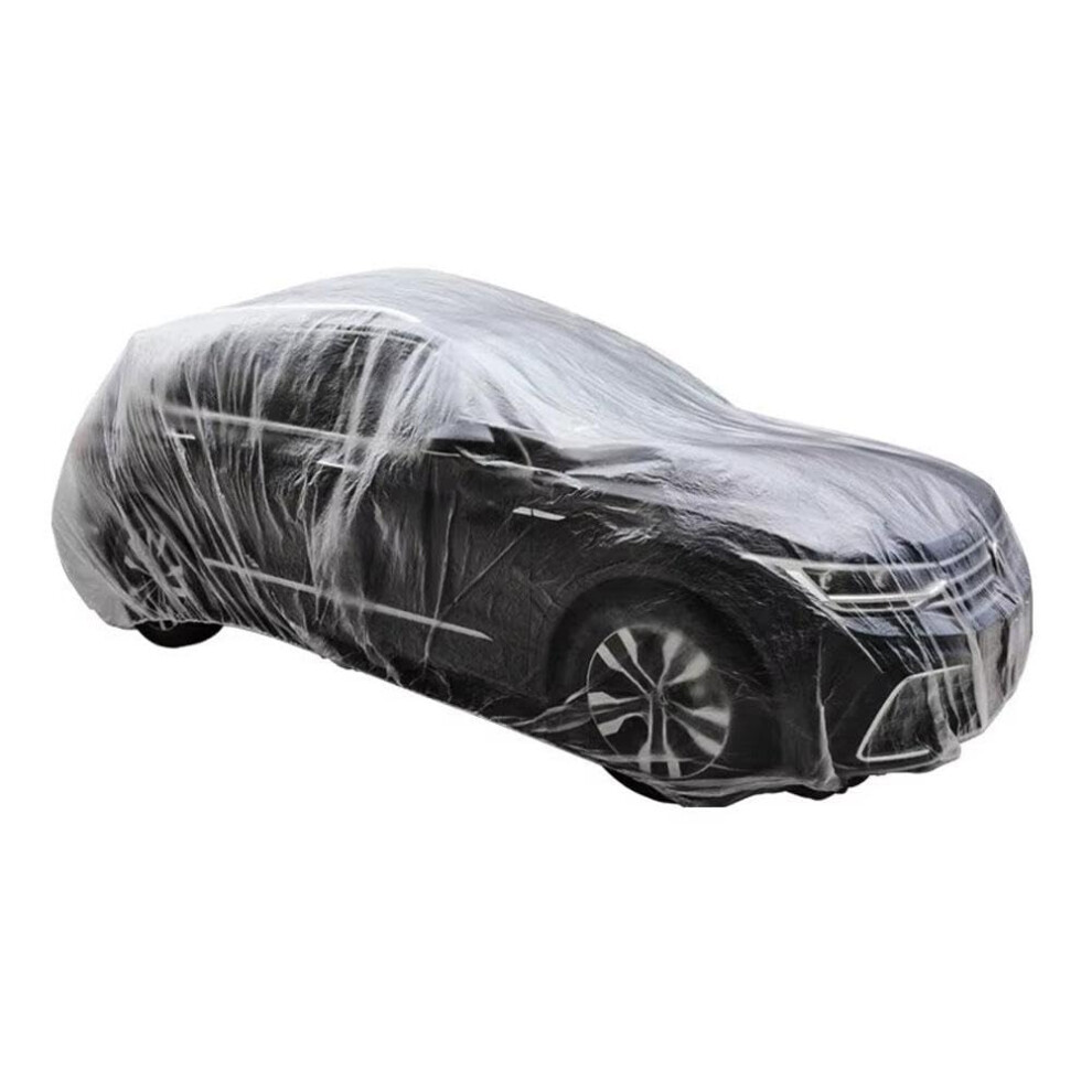 Clear Disposables Car Covers Universal Waterproof Dustproof Full Plastic Car Covers Elastic Fit 9339159462294