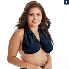 (S, Dark Blue) Towel Bra Bath Towel Hanging Neck Wrapped Bra Big Chest Hanging Neck Towel Bra