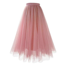 (XL, Pink) 2025 Womens Pleated Gauze Knee Length Tulle Skirt Adult Dancing Skirt