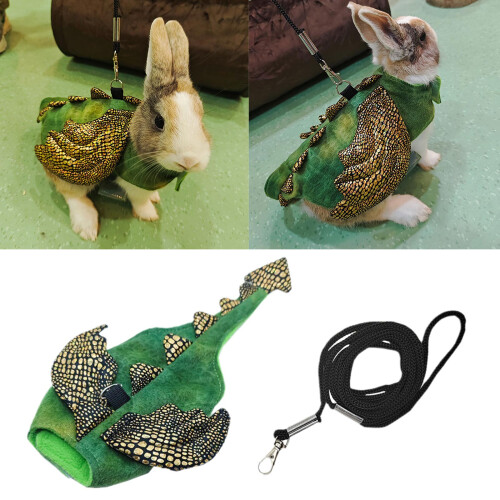 Adjustable Hamster Dinosaur Costume with Leash for Rabbits Vest 1