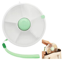 Kids Snack Spinner 18cm 5Compartment Divided Snack Container Portable Tray With Hand Strap Green For Picnic Travel