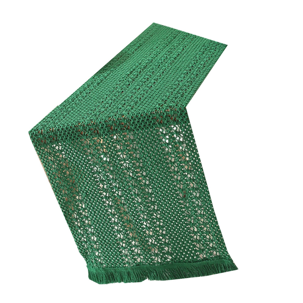 Machine Washable Table Runner Openwork Pattern Polyester-Green