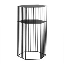Iron Plant Pot Shelf Metal Plant Stand For Multiple Plants Indoor Outdoor Living Room Balcony Black L38 x H65 cm