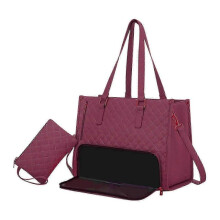 (Red) Casual Office Shoulder Handbag with Women's Lunch Tote Bag and Integrated Lunch Box-Good