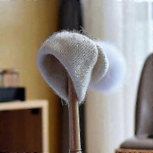 (White) Winter Real Fox Fur Pom Pom Knitted Beanies For Women Fashion Mink Warm Pompoms Natural Beanies Female Three Fold Thick Hats-Good