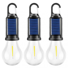 (3pcs) Solar-Powered USB Rechargeable LED Camping Lantern - Warm Bulb Hanging Tent Light with Hook for Outdoor Emergency & Decor