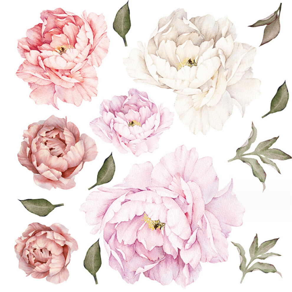 Adorn Your Walls With Watercolor Vinyl Peony Decals, Personalize Your Girls Bedroom Nursery Or Classroom Living Room With Pastel Flower Decor (2 Sheet