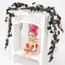 1:12 Maßstab rosa Rose Schnur Staffelei Schaukel Bouquet