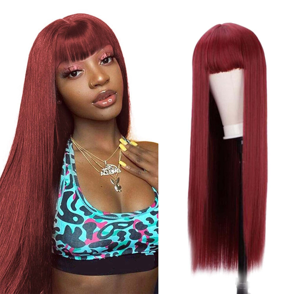 Unisex Cosplay Wig Afro For Boys Long Straight Hair Heat Resistant Synthetic Wig Bangs For Party Halloween Cosplay