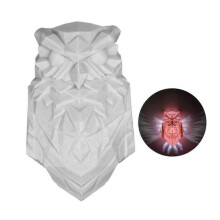 (A) 3D Animal Owl LED Night Lamp Wall Decoration Soft Lighting Easy to Install Indoor Outdoor Use Wall