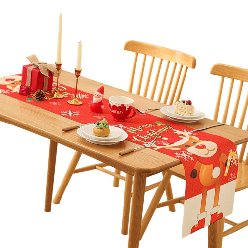 Christmas Dinner Tablecloth Reusable Fabric Holiday Party-2