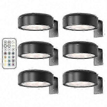 (6pcs, black) Remote Control Picture Light 100 Lumens Stepless Dimming 3 Modes Battery Operated No Drill Wall Art Light