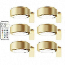 (6pcs, golden) Remote Control Picture Light 100 Lumens Stepless Dimming 3 Modes Battery Operated No Drill Wall Art Light