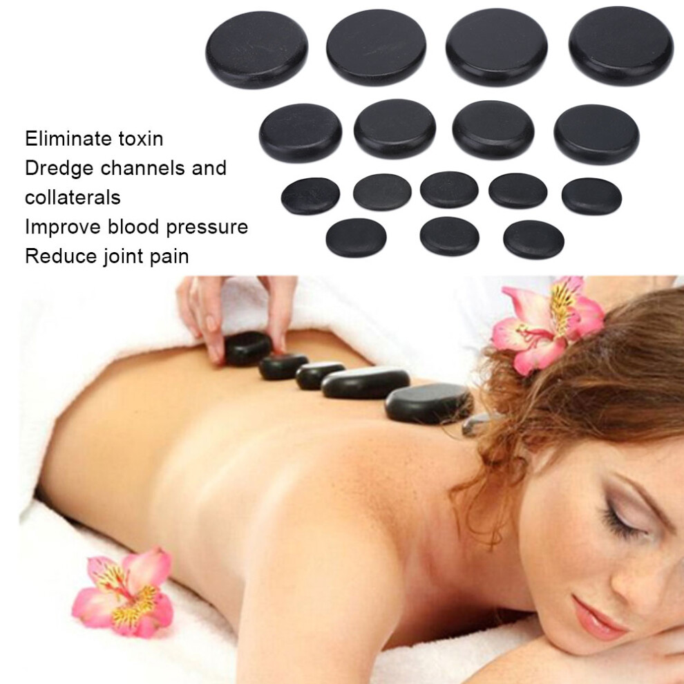 16pcs Natural Spa Massage Stones, Oval, 8x8cm & 6x5cm Set