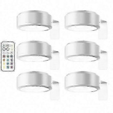(6pcs, white) Remote Control Picture Light 100 Lumens Stepless Dimming 3 Modes Battery Operated No Drill Wall Art Light