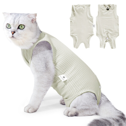 Prevent Lick Post Spay Feline Garment Comfortable-Light Green L 1
