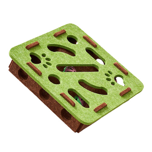Felt Fabric Cats Intelligence Maze Puzzle Game-Green Square
