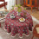 Tassels Trimmed Round Tablecloth Machine Washable-Red 150cm 5