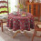 Tassels Trimmed Round Tablecloth Machine Washable-Red 150cm 7