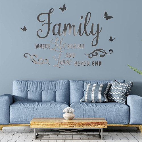 Αυτοκόλλητα 3D ακρυλικά, Family Love Quote αδιάβροχο βινύλιο, αφαιρούμενο αυτοκόλλητο 2