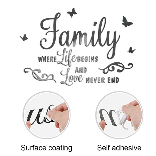 Αυτοκόλλητα 3D ακρυλικά, Family Love Quote αδιάβροχο βινύλιο, αφαιρούμενο αυτοκόλλητο 1