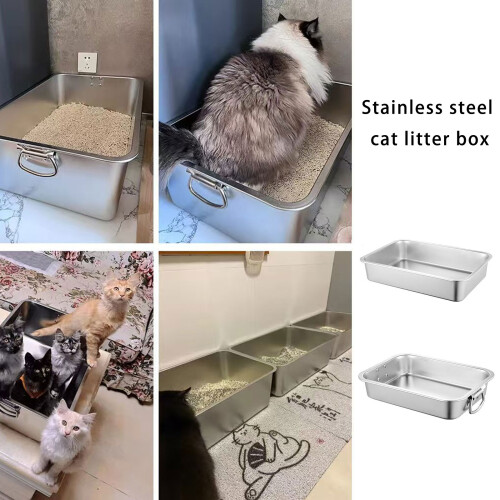 Stainless Steel Litter Container Open-40x30x10cm With handle 2