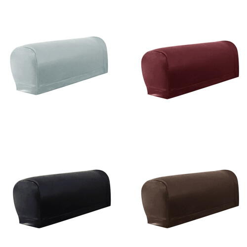 2pcs Stretchable Armrest Covers And 4 Adhesive Pad PU-Brown 1