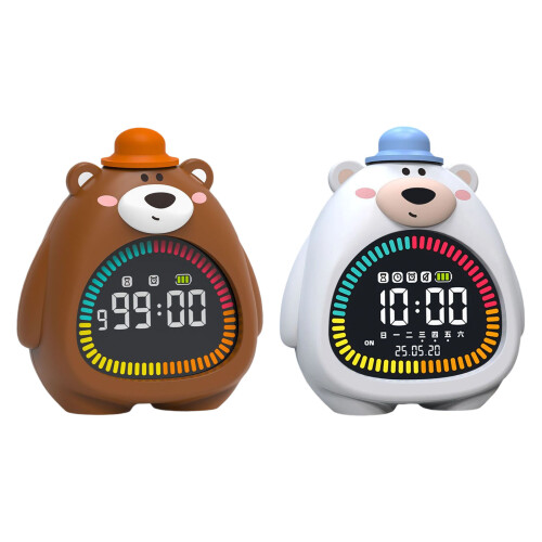 Soft Glows Kinderwekker Bear Design Visuele Timer Oplaadbare-Wit 1