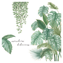 Adhesive Wall Mural, Tropical Leaves Wall Decal With Eco-Friendly PVC Material For A Refreshing Home Decor