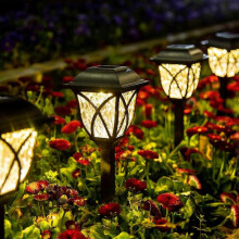 (Black8) SCSYV Solar Lights Outdoor Waterproof, 6 Pack LED Solar Garden Lights, Solar Lights for Outside, Yard, Patio, Landscape, Walkway (Warm White)