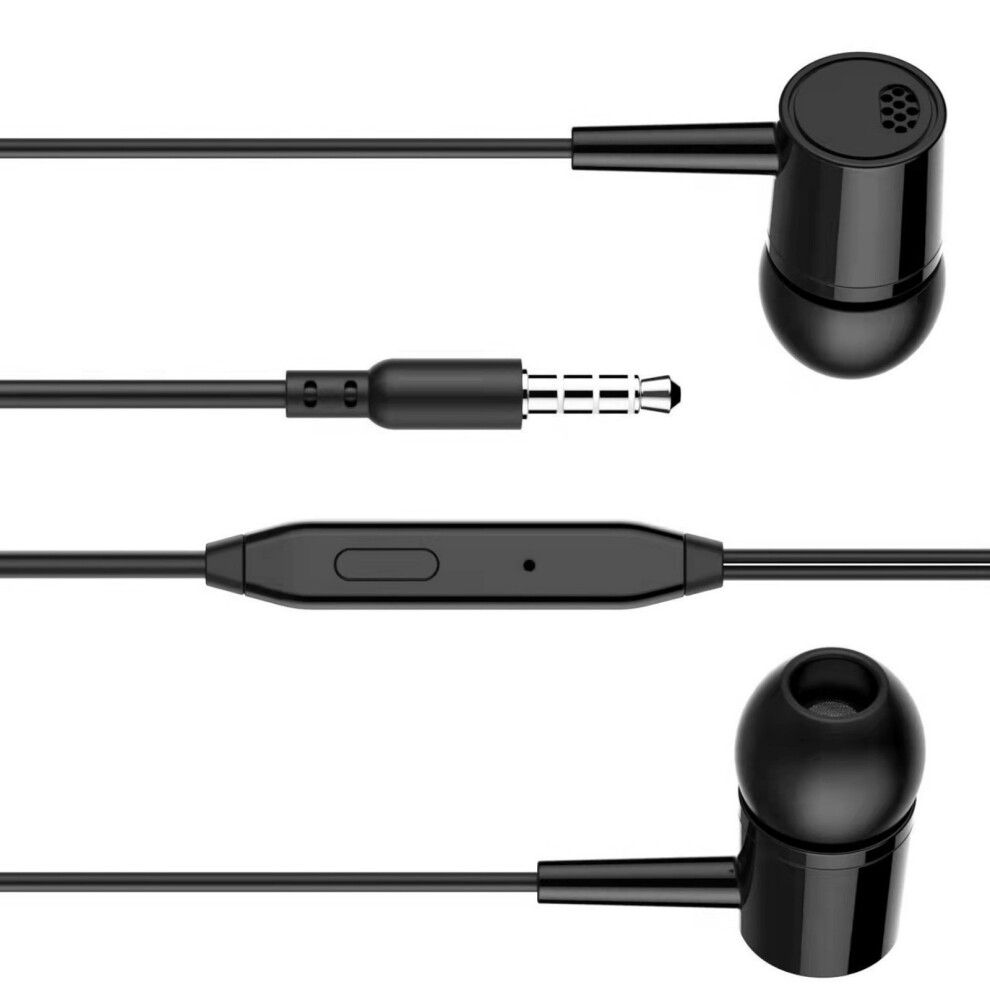 3.5Mm Stereo Headphones With In Line Mic For Mobile Phone- Black 7704000208987