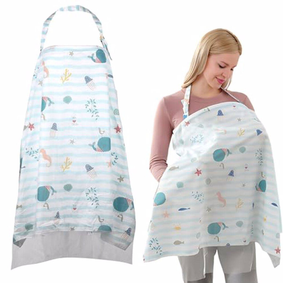 (dolphins) Cotton Baby Breastfeeding Ensuring Privacy And With Breathable Fabric-image-OPC-PN9H2D6-NEW